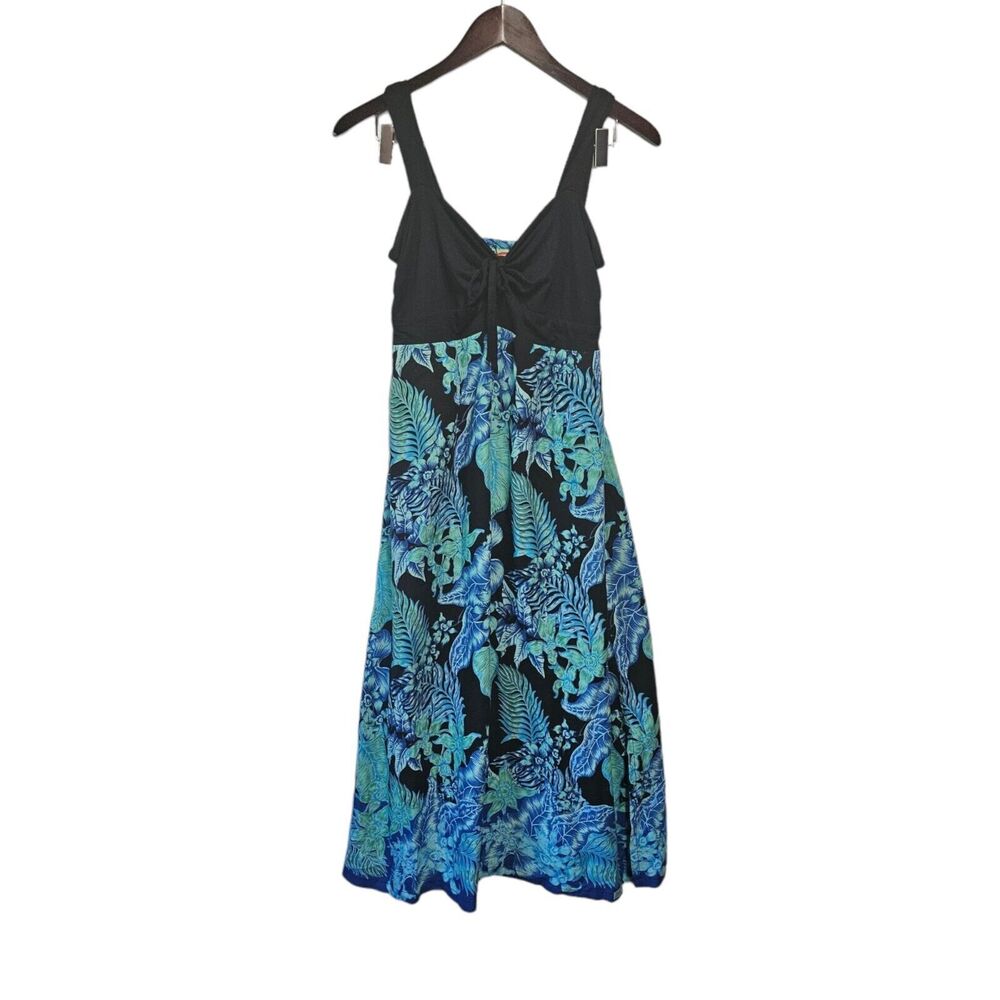 RAINBOW JO Sundress‎ Hawaiian Black Blue Floral MEDIUM